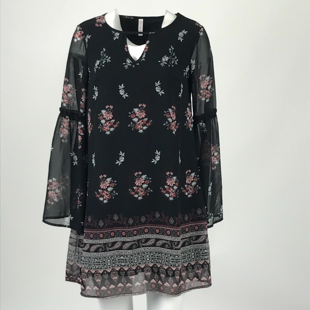 Black bell sleeve dress
